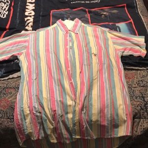 Vintage Duck Head Striped Short Sleeve dress shirt. Size XL